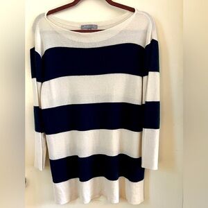 Neiman Marcus Navy Blue  and Crean Stripe , Bateau Cashmere blend Sweater W-XL